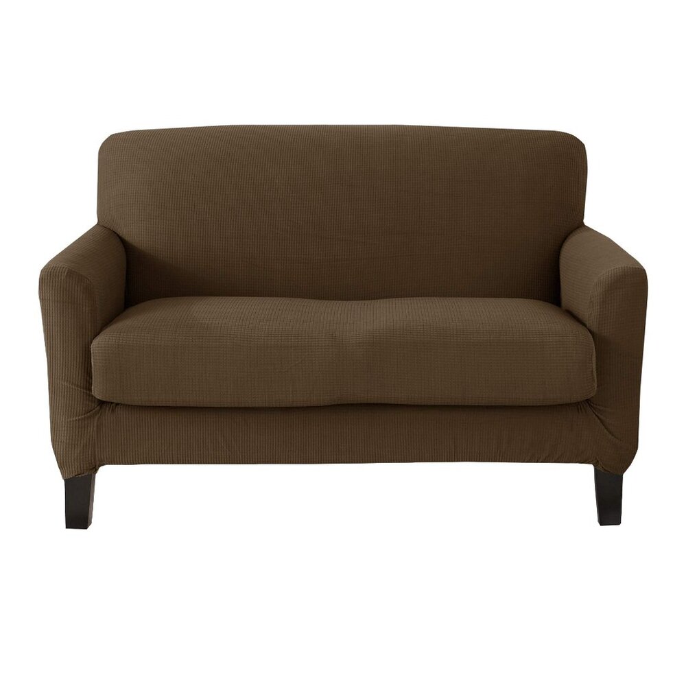 Great Bay Home 2 Piece Stretch LOVESEAT Slipcover Fits Up to 68" Wide Brown NEW